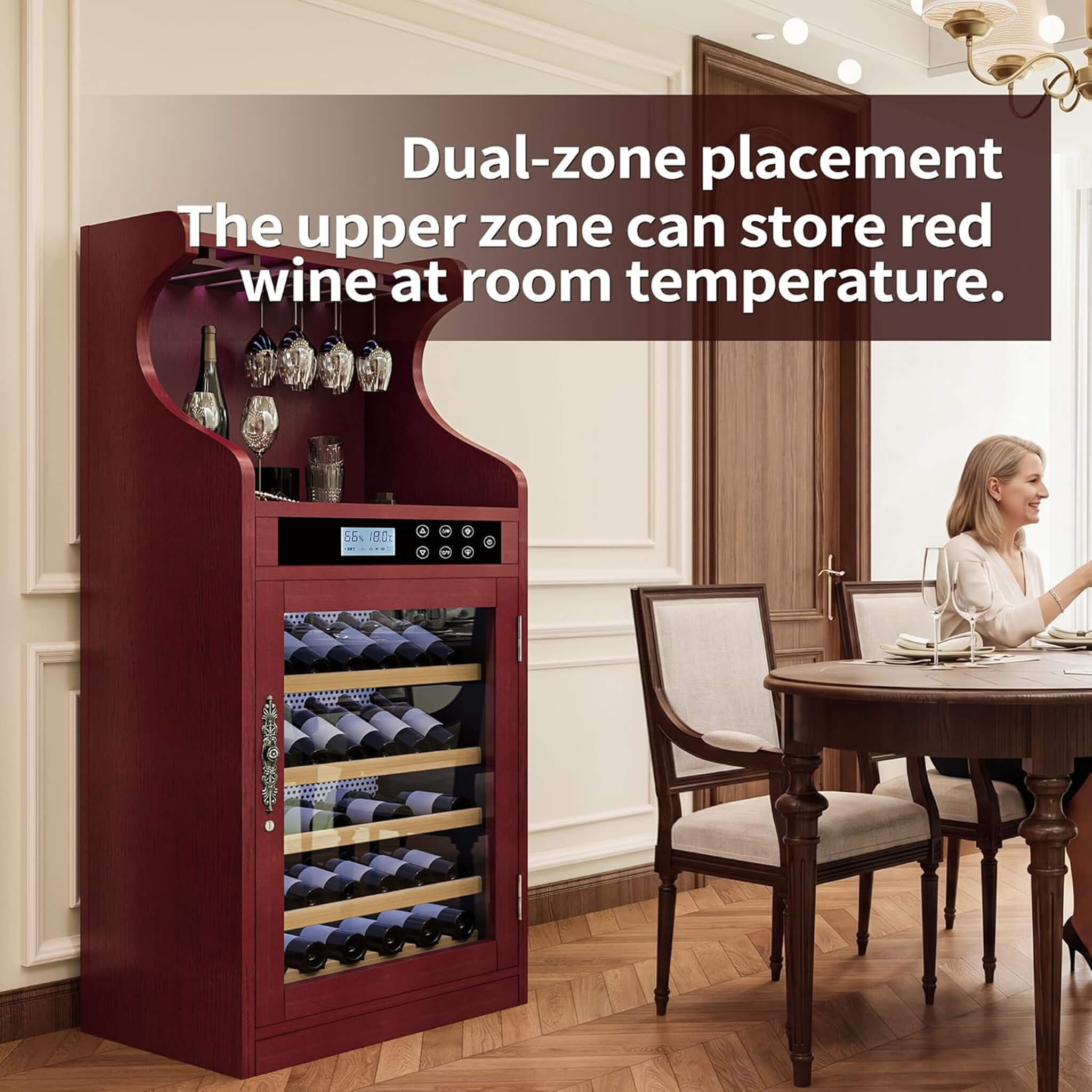 Nuvia Luxury 43-Bottle Freestanding Low Noise Wine Cooler Cabinet (SAK56084) – SAKSBY WHOLESALE, view 6