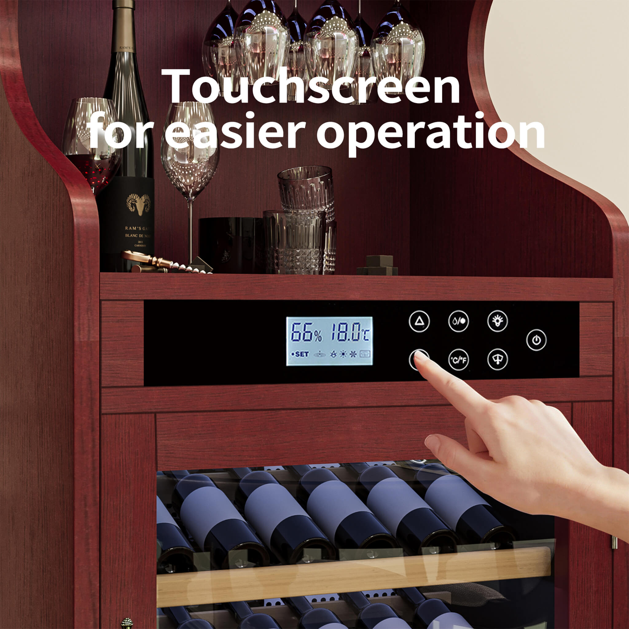 Nuvia Luxury 43-Bottle Freestanding Low Noise Wine Cooler Cabinet (SAK56084) – SAKSBY WHOLESALE, view 4