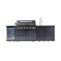 Castelle Flame Belmont 43-Inch 6-Burner 85K BTU Stainless Steel Outdoor BBQ Kitchen Grill Island With Wine Cooler, Rotisserie