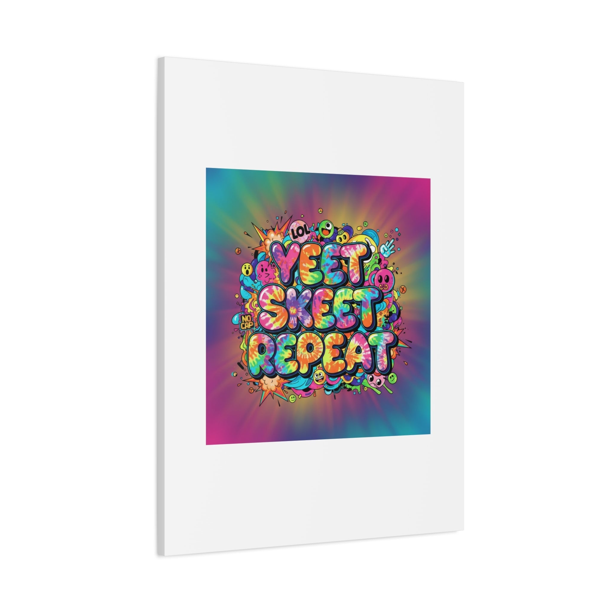 Yeet Skeet Repeat Canvas | Slogan & Glitch Graphic, Meme Phrase Wall Art