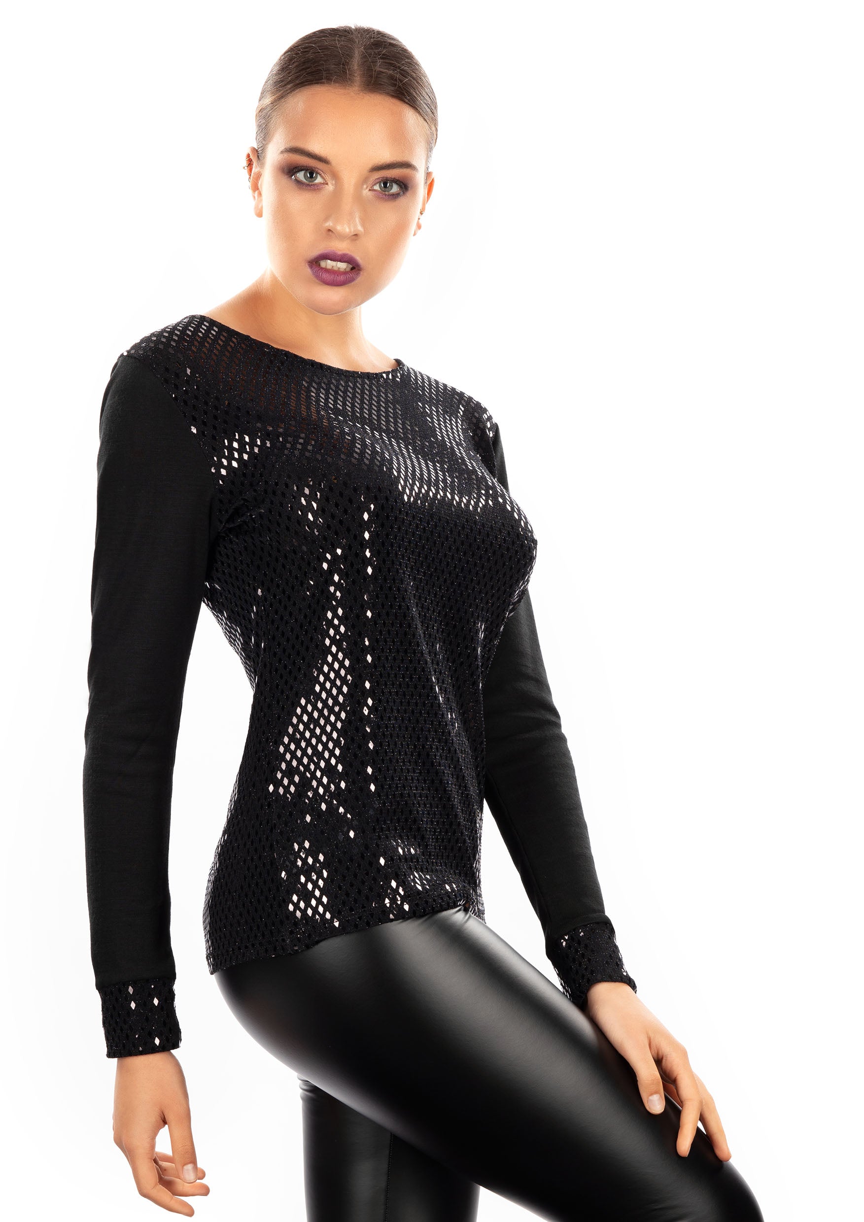 tittimitti EGI Exclusive Merino Wool Blend Lurex Long Sleeved Top. Proudly Made in Italy. — main product shot