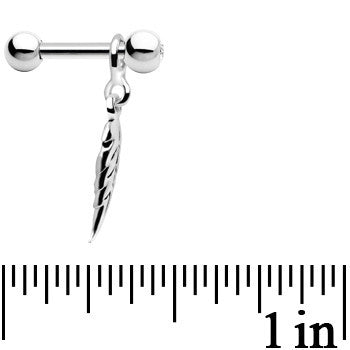 BodyCandy Silver 925 Crystalline Gem Falling Feather Dangle Cartilage Earring — lifestyle context
