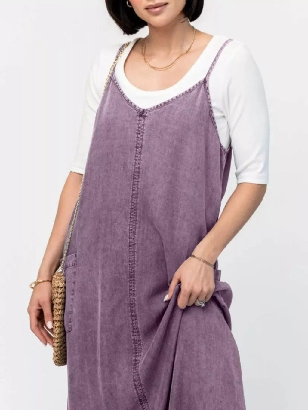 Casual Washed Denim Cami Maxi Dress
