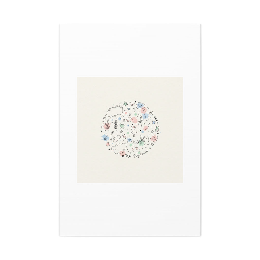 Doodle Circle Line Drawing Matte Canvas, Hand-Drawn Sketch Art