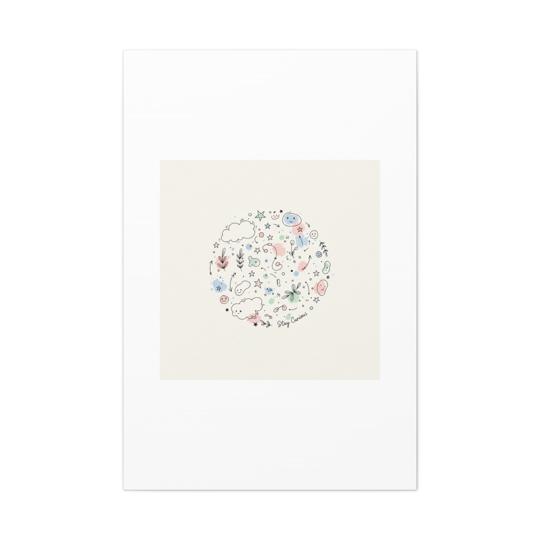 Doodle Circle Line Drawing Matte Canvas, Hand-Drawn Sketch Art