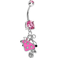 BodyCandy Pink Gem Side Flyer Butterfly Dangle Belly Ring — main product shot