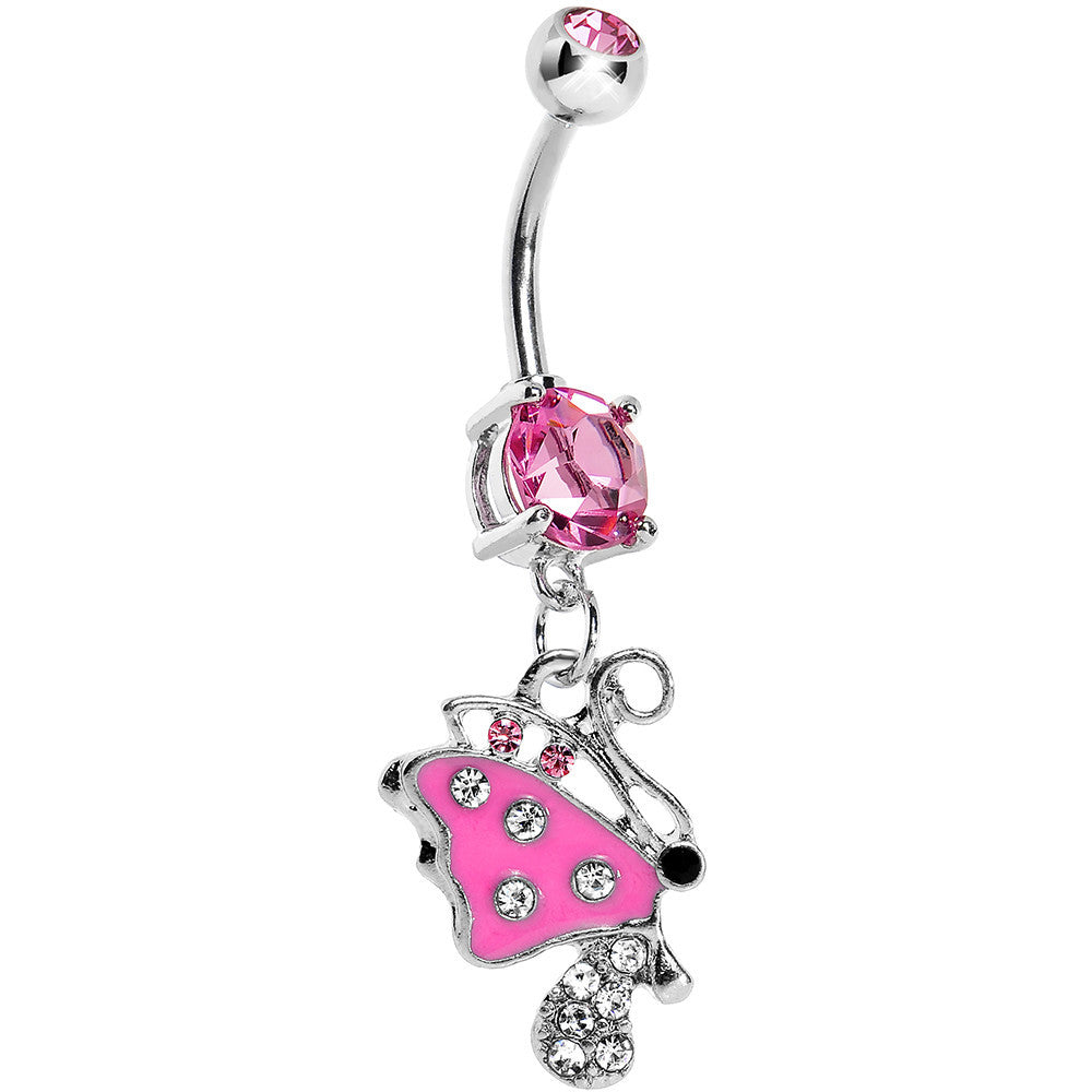BodyCandy Pink Gem Side Flyer Butterfly Dangle Belly Ring — main product shot