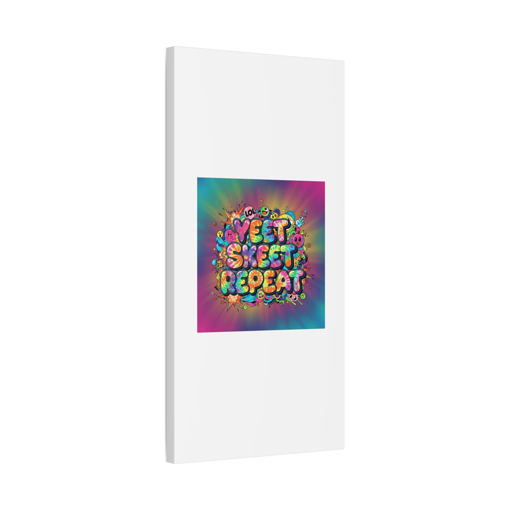 Yeet Skeet Repeat Canvas | Slogan & Glitch Graphic, Meme Phrase Wall Art