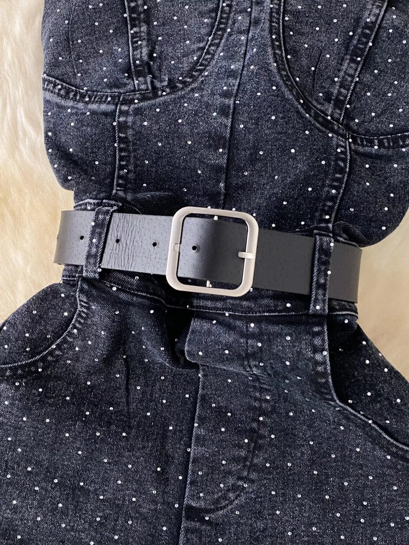 Strapless Denim Romper with Pockets
