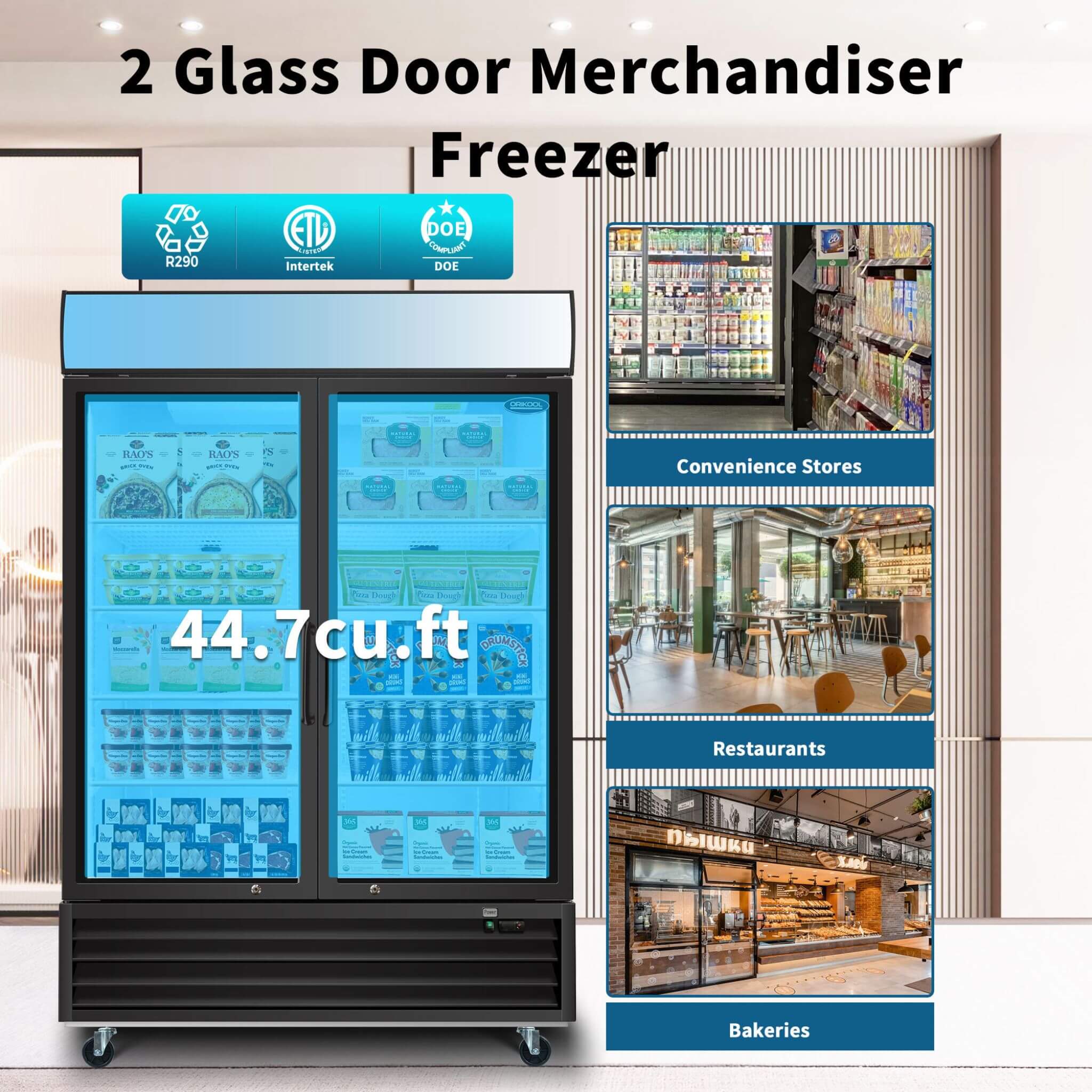 44.7 Cu.Ft Commercial Glass Door Merchandiser Freezer With LED Display (SAK39478) – SAKSBY WHOLESALE, view 5