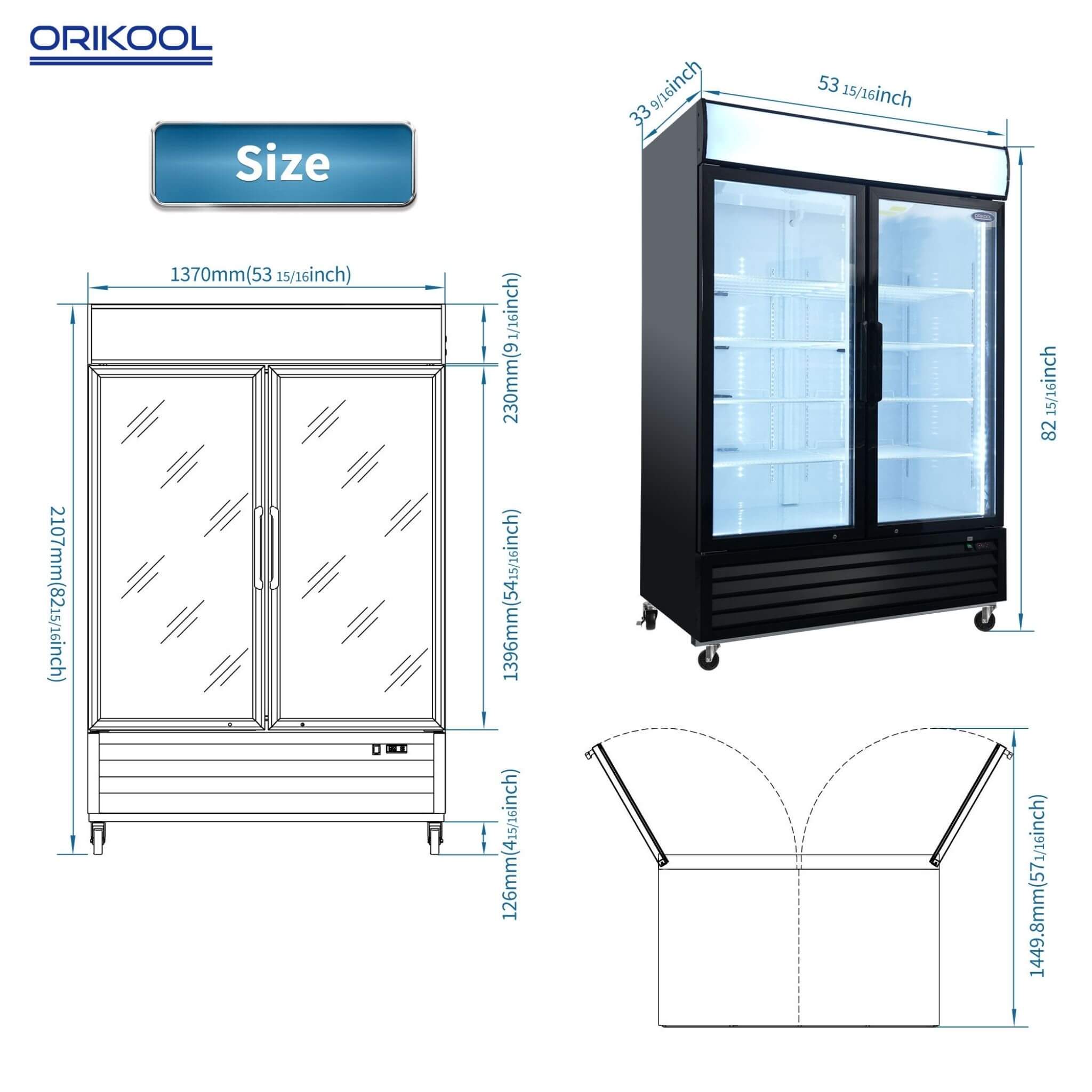 44.7 Cu.Ft Double-Door Commercial Display Merchandising Refrigerator (SAK54692) – SAKSBY WHOLESALE, view 13
