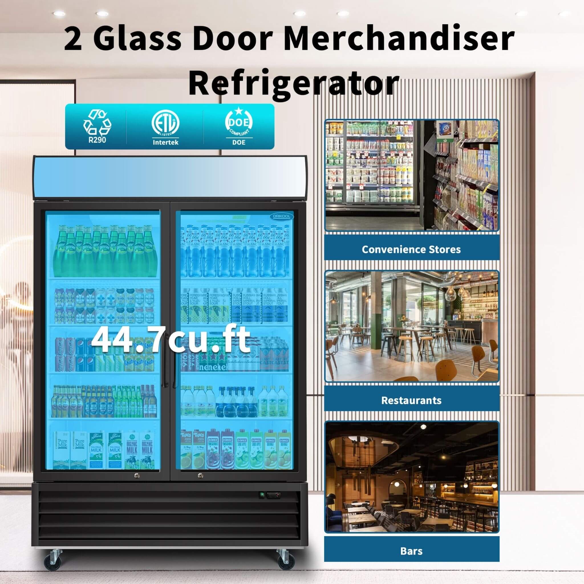 44.7 Cu.Ft Double-Door Commercial Display Merchandising Refrigerator (SAK54692) – SAKSBY WHOLESALE, view 7
