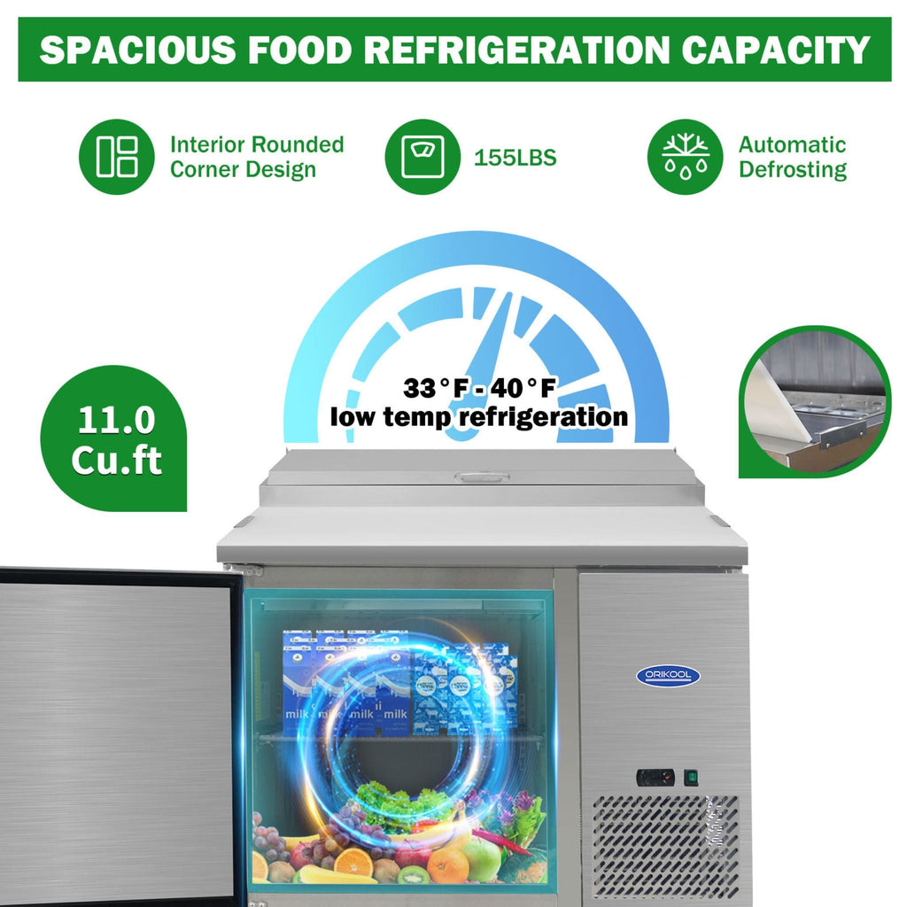 44-Inch Commercial Pizza Prep Table With Built-In 11 Cu.Ft Refrigerator (SAK09621) – SAKSBY WHOLESALE, view 8