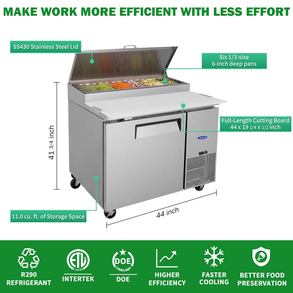 44-Inch Commercial Pizza Prep Table With Built-In 11 Cu.Ft Refrigerator (SAK09621) – SAKSBY WHOLESALE, view 5