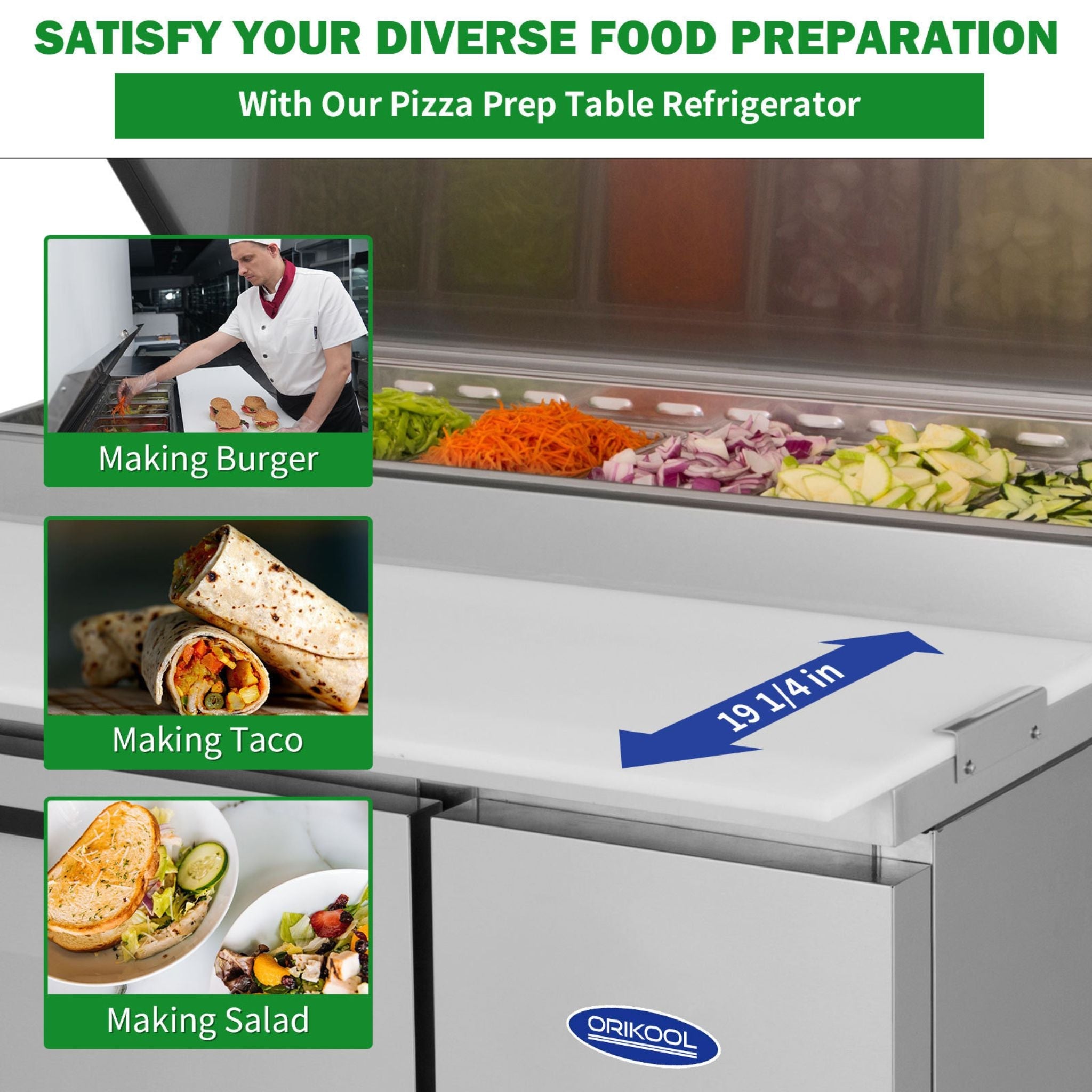 44-Inch Commercial Pizza Prep Table With Built-In 11 Cu.Ft Refrigerator (SAK09621) – SAKSBY WHOLESALE, view 6