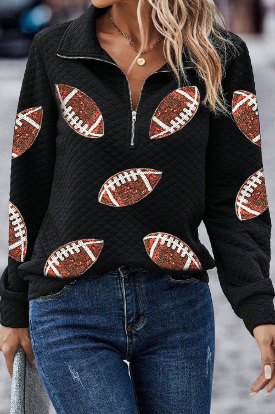 Pretty Little Patriot Pretty Little Patriot Football Quarter Zip — main product shot