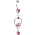 BodyCandy Pink Gem Infinite Flower Drop Belly Ring — main product shot