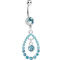 BodyCandy Blue Gem Faux Pearl Teardrop Dangle Belly Ring — main product shot