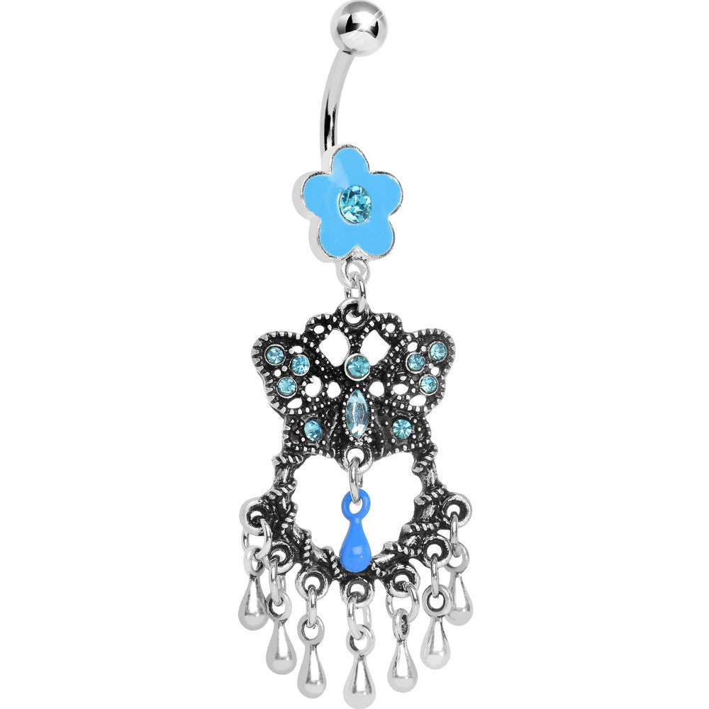 BodyCandy Blue Gem Butterfly Chandelier Belly Ring — main product shot