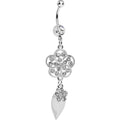 BodyCandy Clear Crystalline Gem Flower Falling Leaf Belly Ring — main product shot
