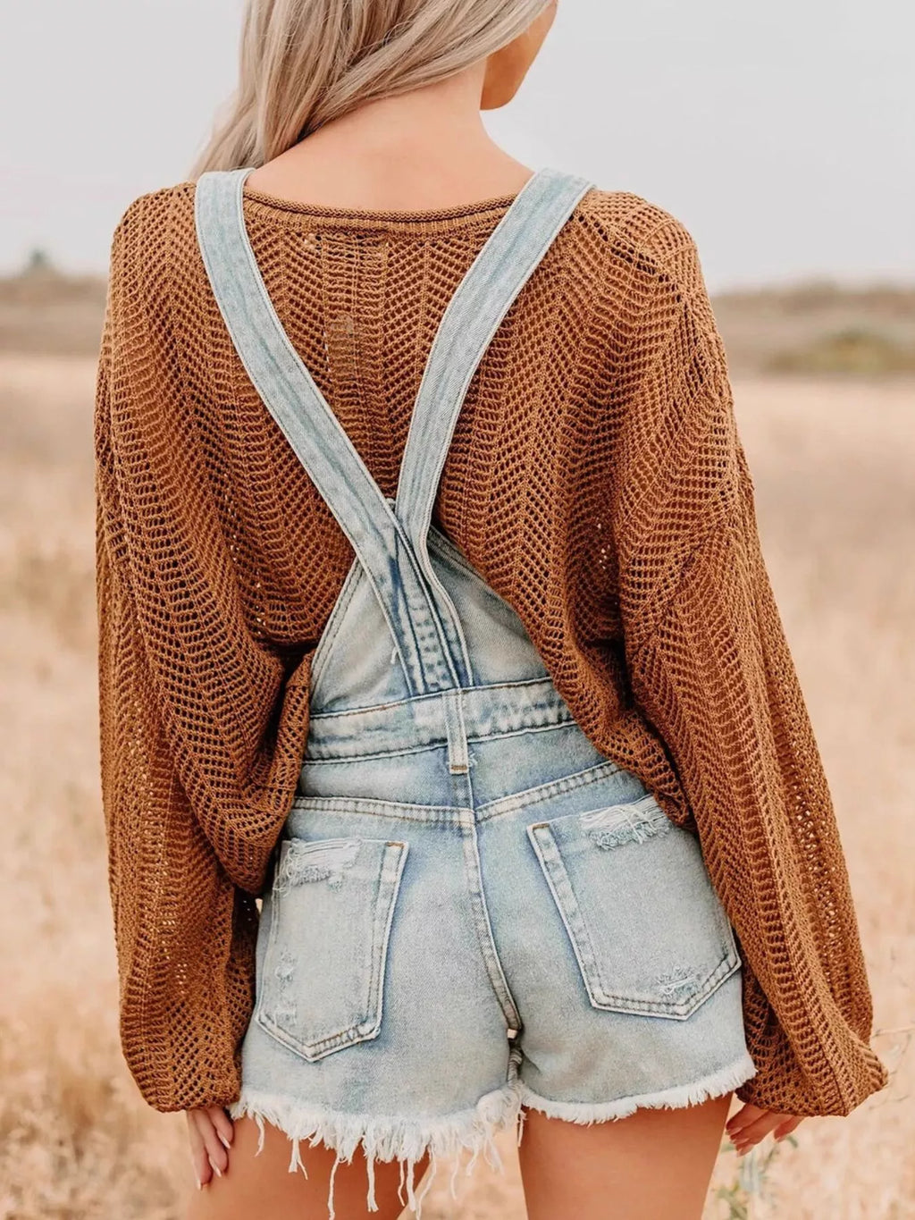 Distressed Denim Overalls Shorts