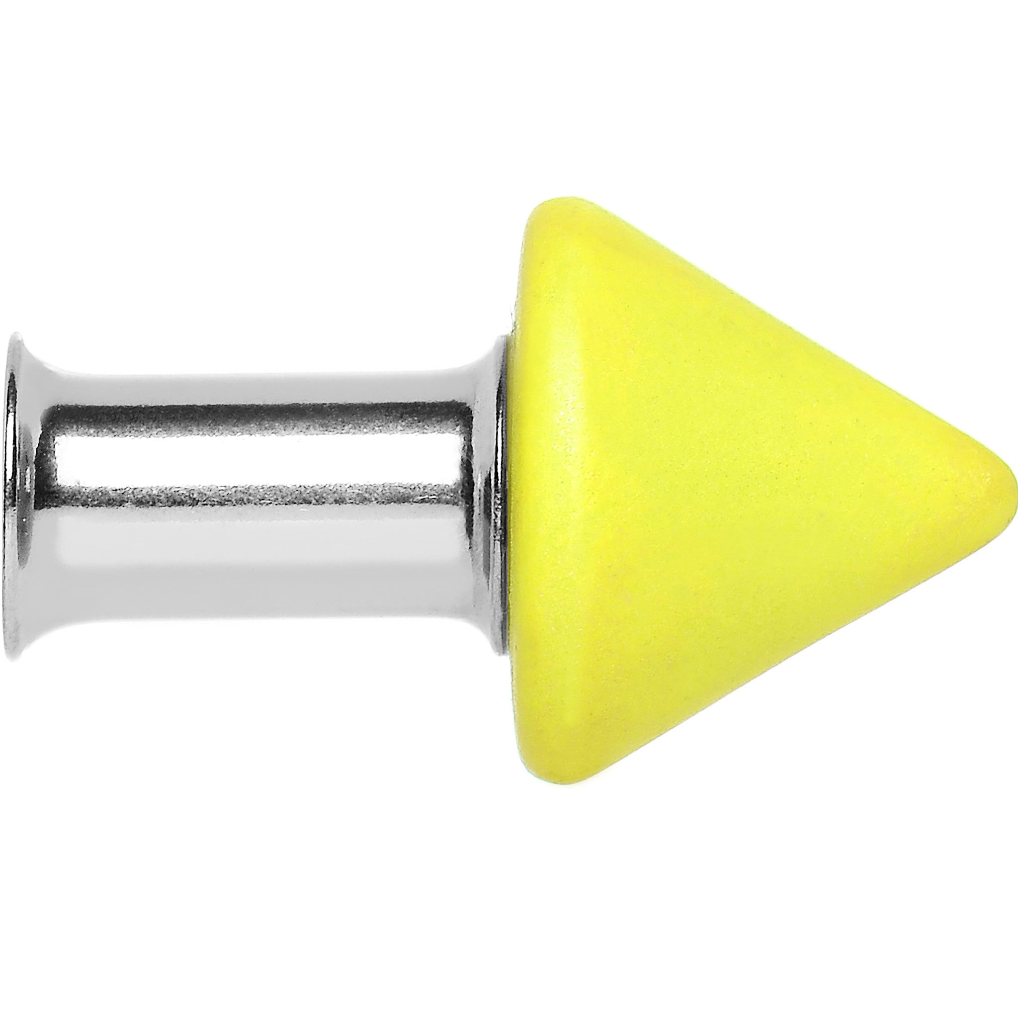 BodyCandy 4G Yellow Neon Cone Stainless Steel Plug — detail close-up