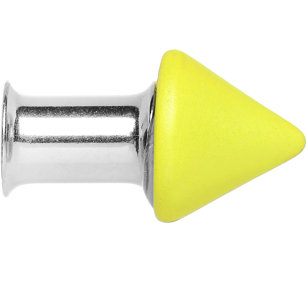 BodyCandy 2G Yellow Neon Cone Stainless Steel Plug — detail close-up