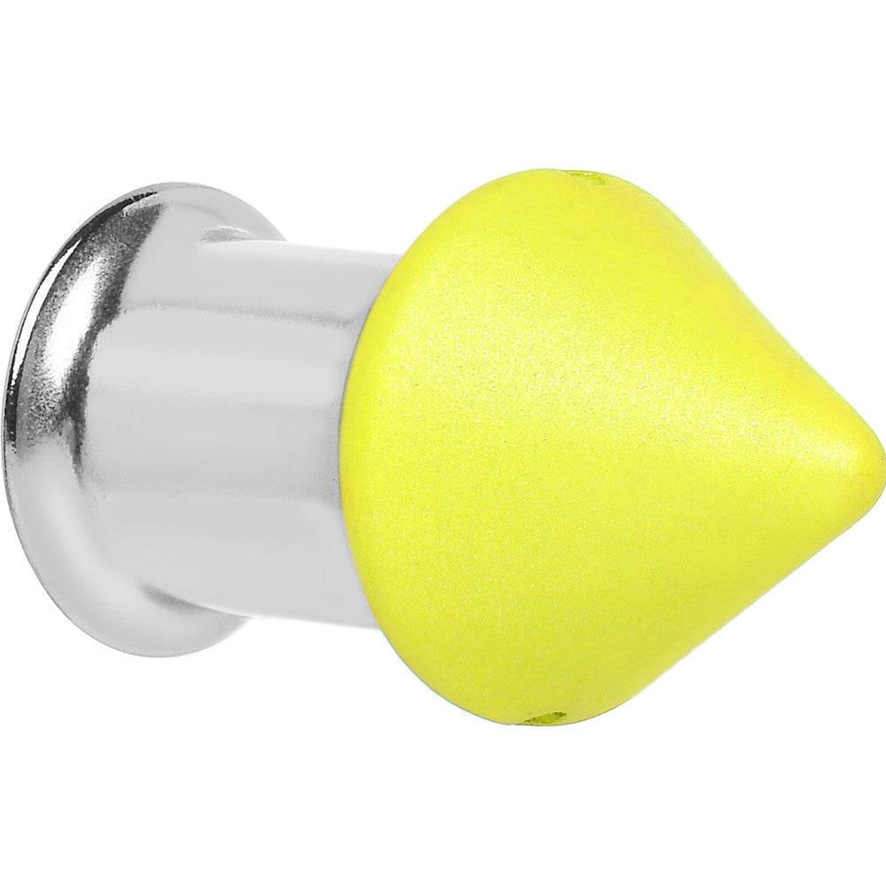 BodyCandy 0G Yellow Neon Cone Stainless Steel Plug — main product shot