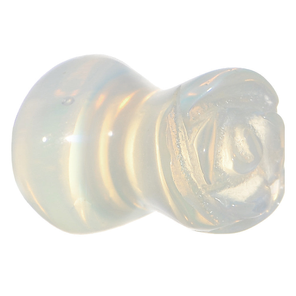 BodyCandy 2G Natural Opalite Blooming Flower Stone Saddle Plug — main product shot