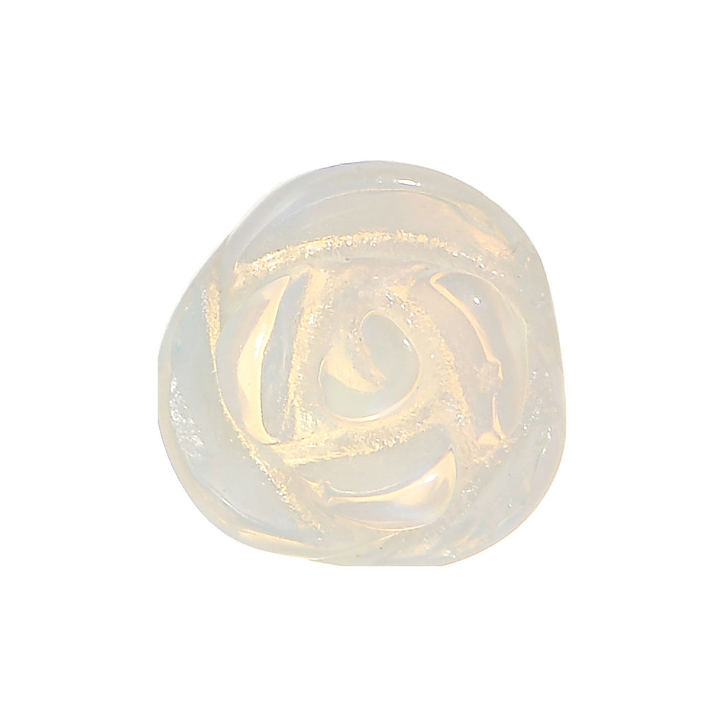BodyCandy 2G Natural Opalite Blooming Flower Stone Saddle Plug — detail close-up