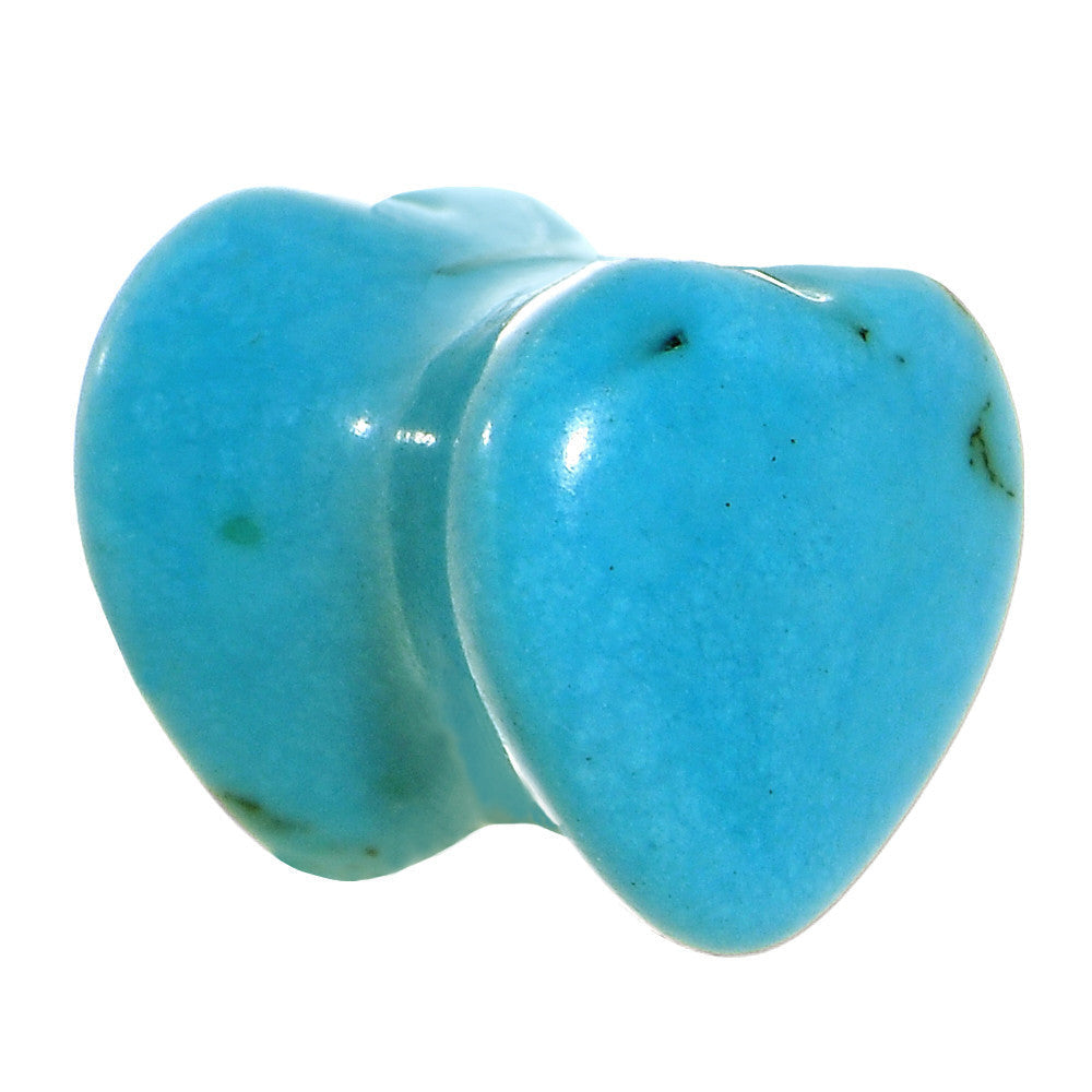 BodyCandy 0G Natural Blue Turquoise Sweet Heart Stone Saddle Plug — main product shot
