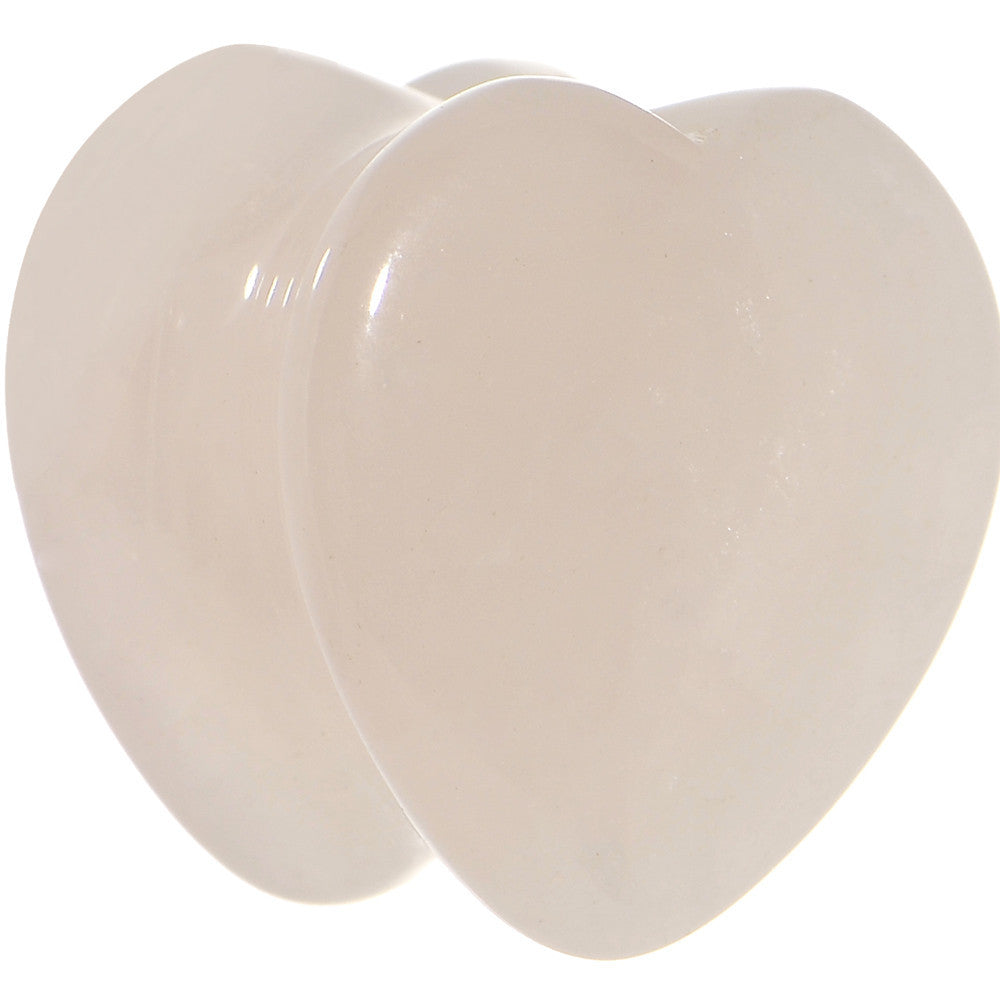 BodyCandy 9/16  Natural Rose Quartz Sweet Heart Stone Saddle Plug Set — detail close-up