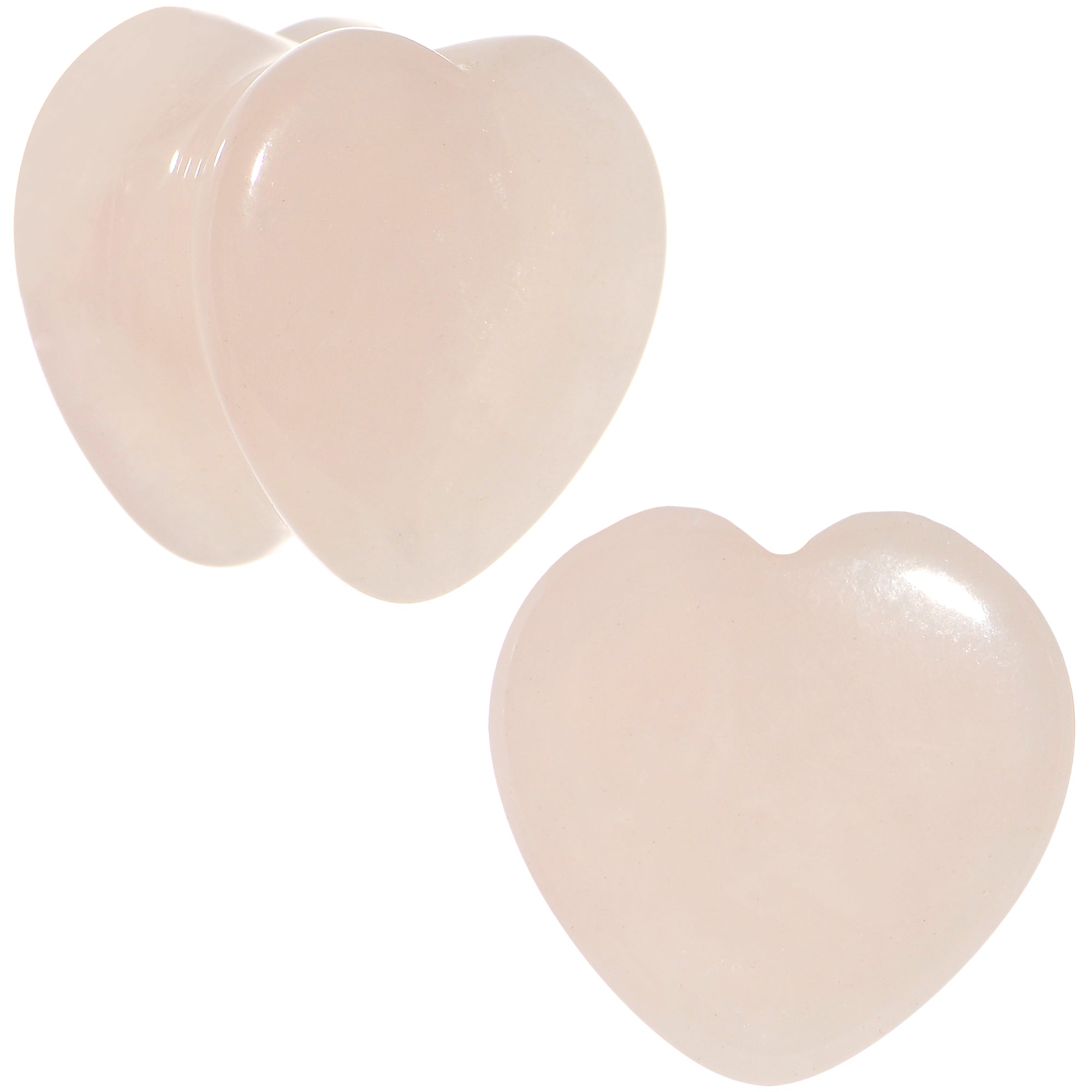 BodyCandy 9/16  Natural Rose Quartz Sweet Heart Stone Saddle Plug Set — main product shot