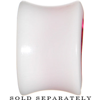 BodyCandy 9/16 White Acrylic Pink Metallic Rose Flower Plug — side view