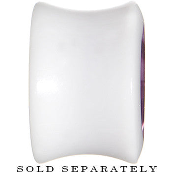 BodyCandy 9/16 White Acrylic Purple Metallic Rose Flower Plug — side view