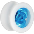 BodyCandy 5/8 White Acrylic Aqua Metallic Rose Flower Plug — main product shot