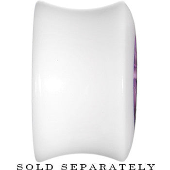 BodyCandy 5/8 White Acrylic Purple Metallic Rose Flower Plug — side view