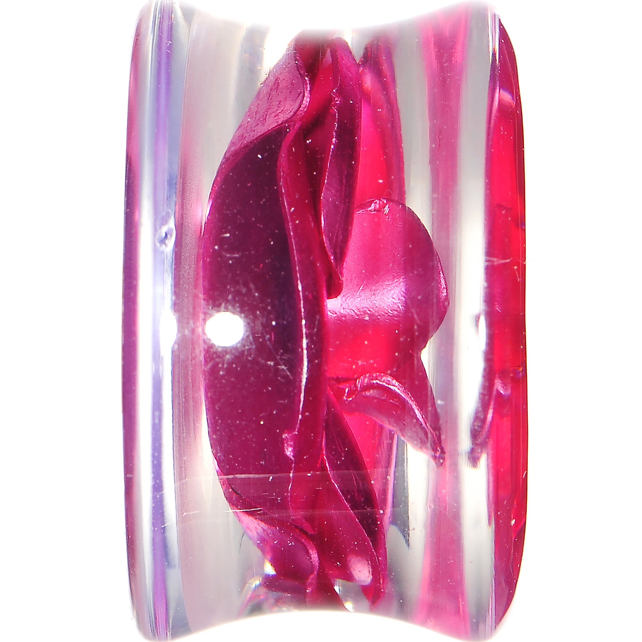 BodyCandy 18mm Clear Acrylic Floating Pink Metallic Rose Flower Plug — lifestyle context