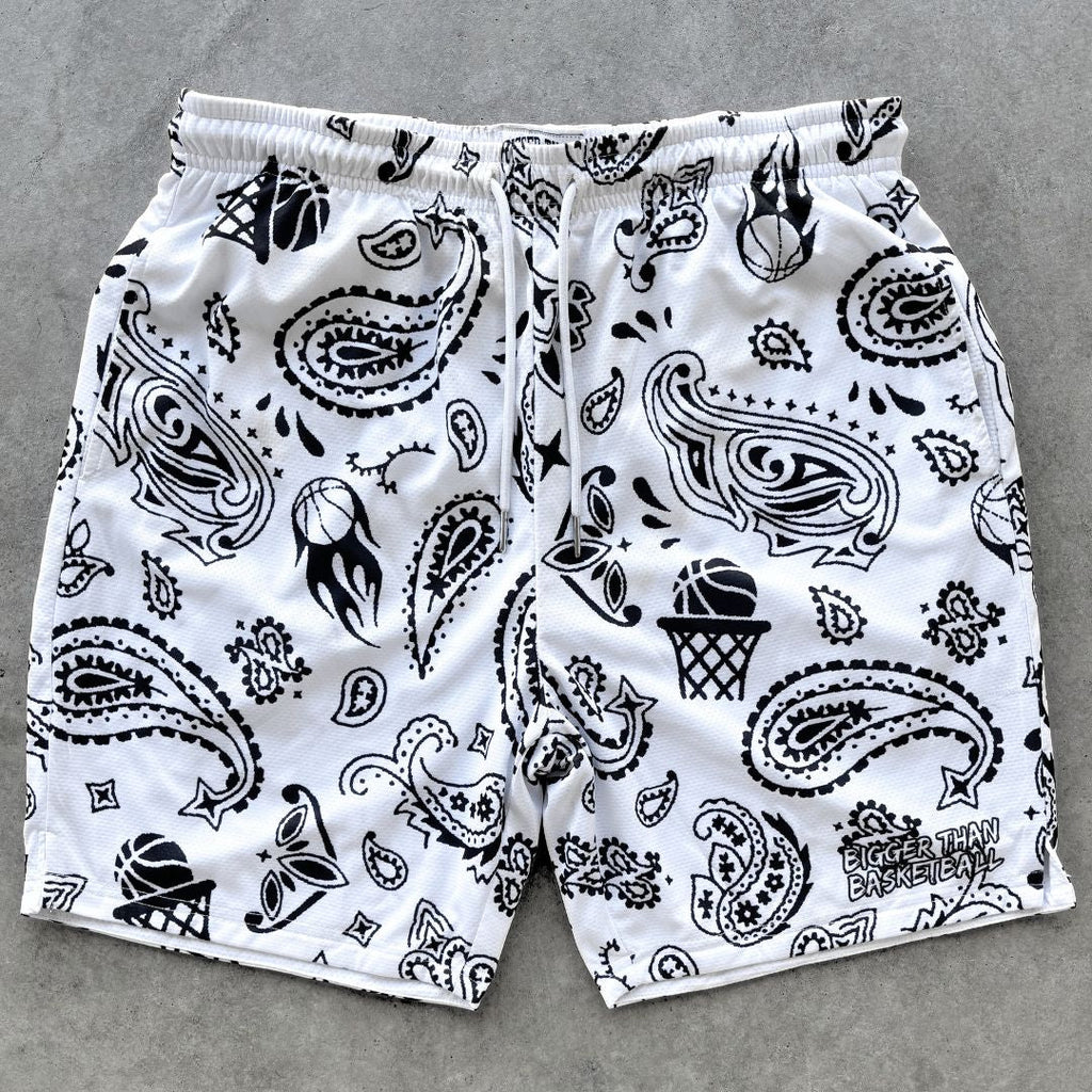 Bigger Than Basketball Court Bandit - Shorts - White — White detail
