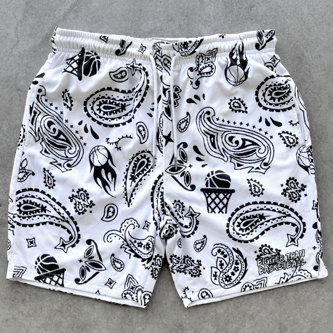 Bigger Than Basketball Court Bandit - Shorts - White — White detail