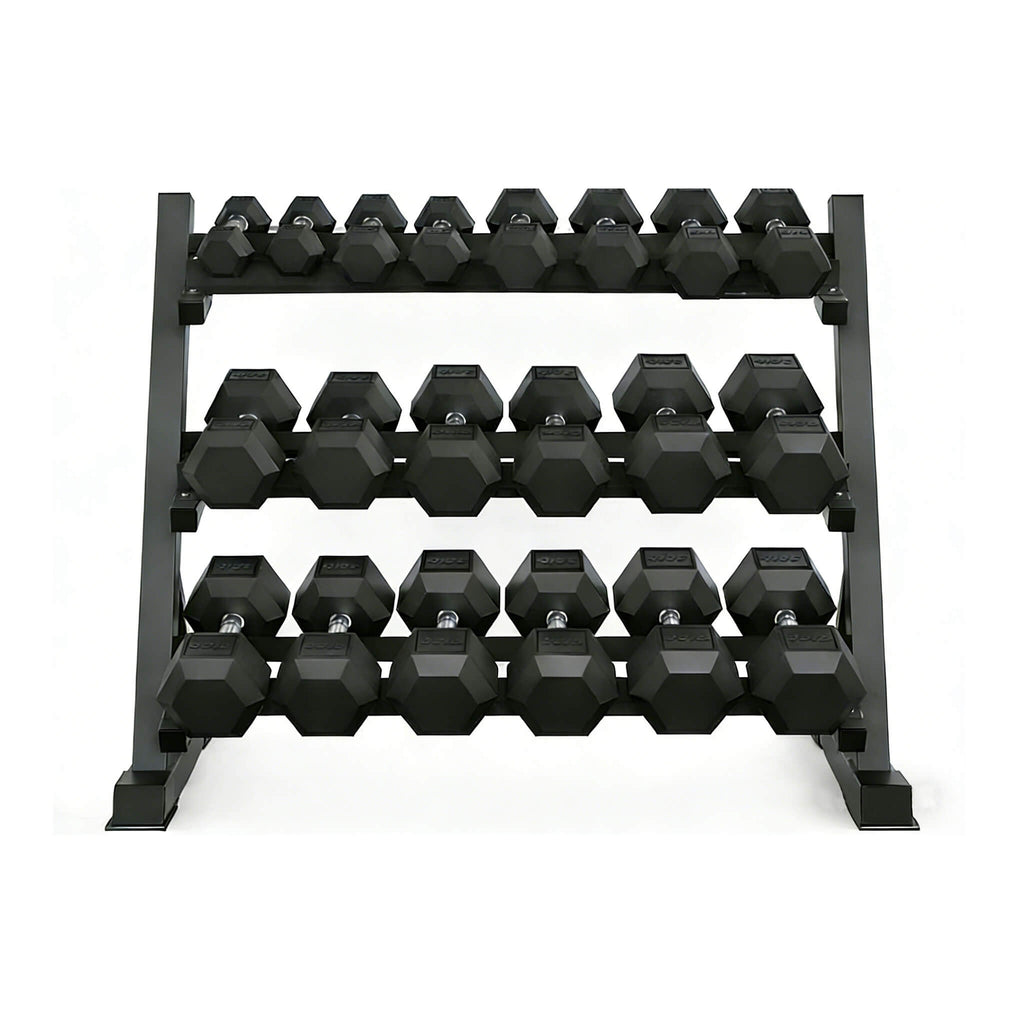 Rovix 450-Pounds Rubber Hex Dumbbell Set With Rack (SAK90714) – SAKSBY WHOLESALE