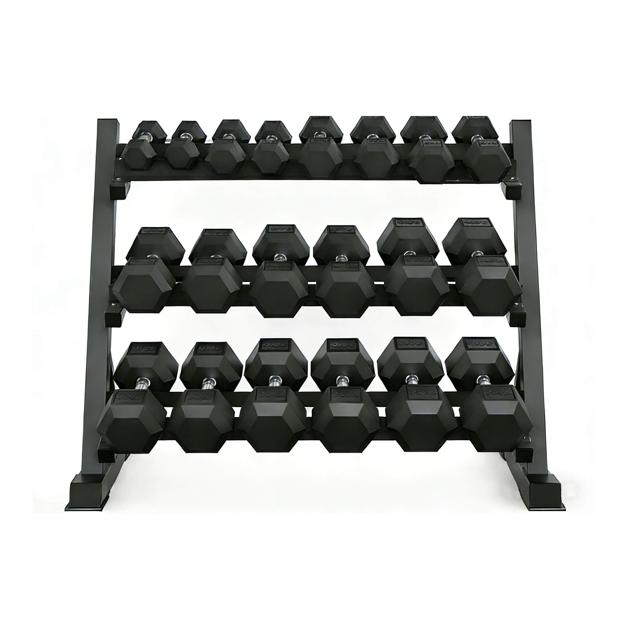 Rovix 450-Pounds Rubber Hex Dumbbell Set With Rack (SAK90714) – SAKSBY WHOLESALE