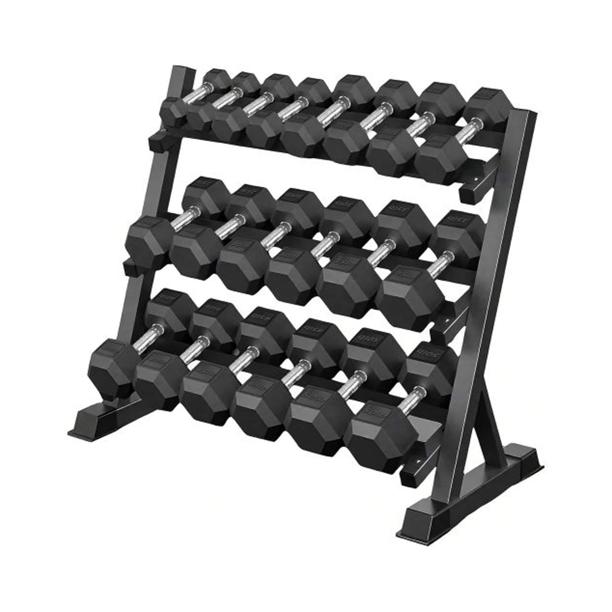Rovix 450-Pounds Rubber Hex Dumbbell Set With Rack (SAK90714) – SAKSBY WHOLESALE, view 3