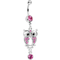 BodyCandy Pink Gem Owl Dangle Belly Ring — main product shot