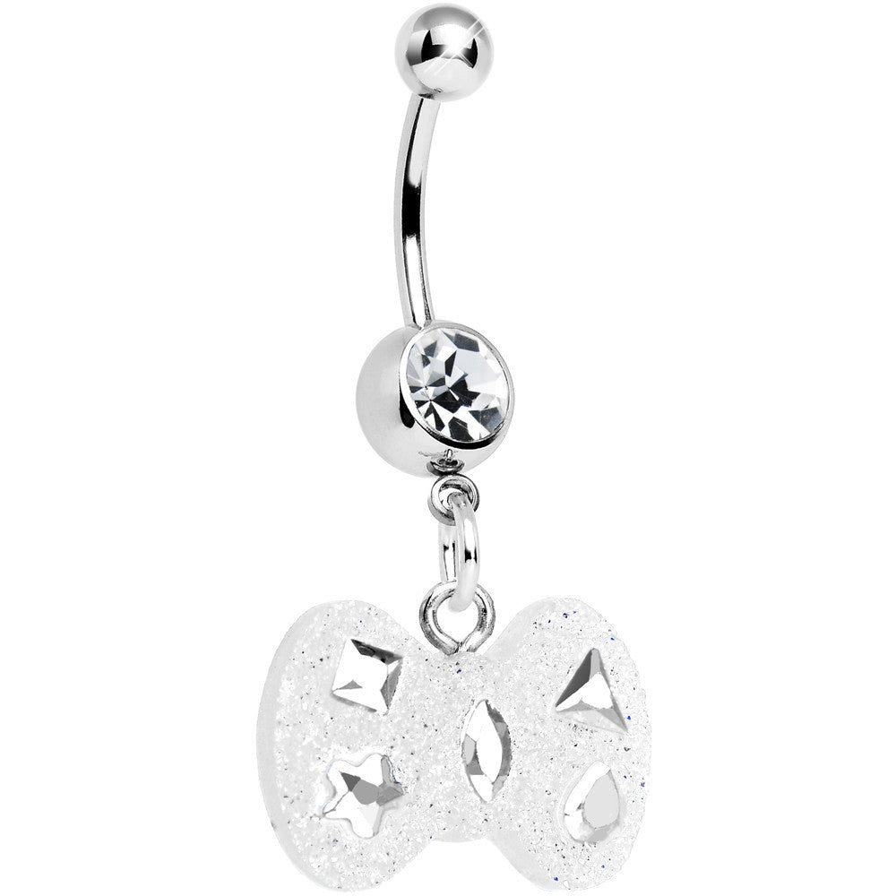 BodyCandy Crystalline Gem Clear Glitter Bow Dangle Belly Ring — main product shot