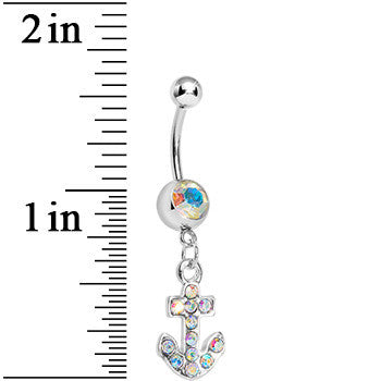 BodyCandy Aurora Gem Sparkle Anchor Belly Ring — detail close-up