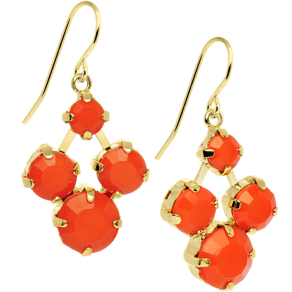 BodyCandy Orange Neon Stone Gold Tone Sunshine Chandelier Earrings — main product shot