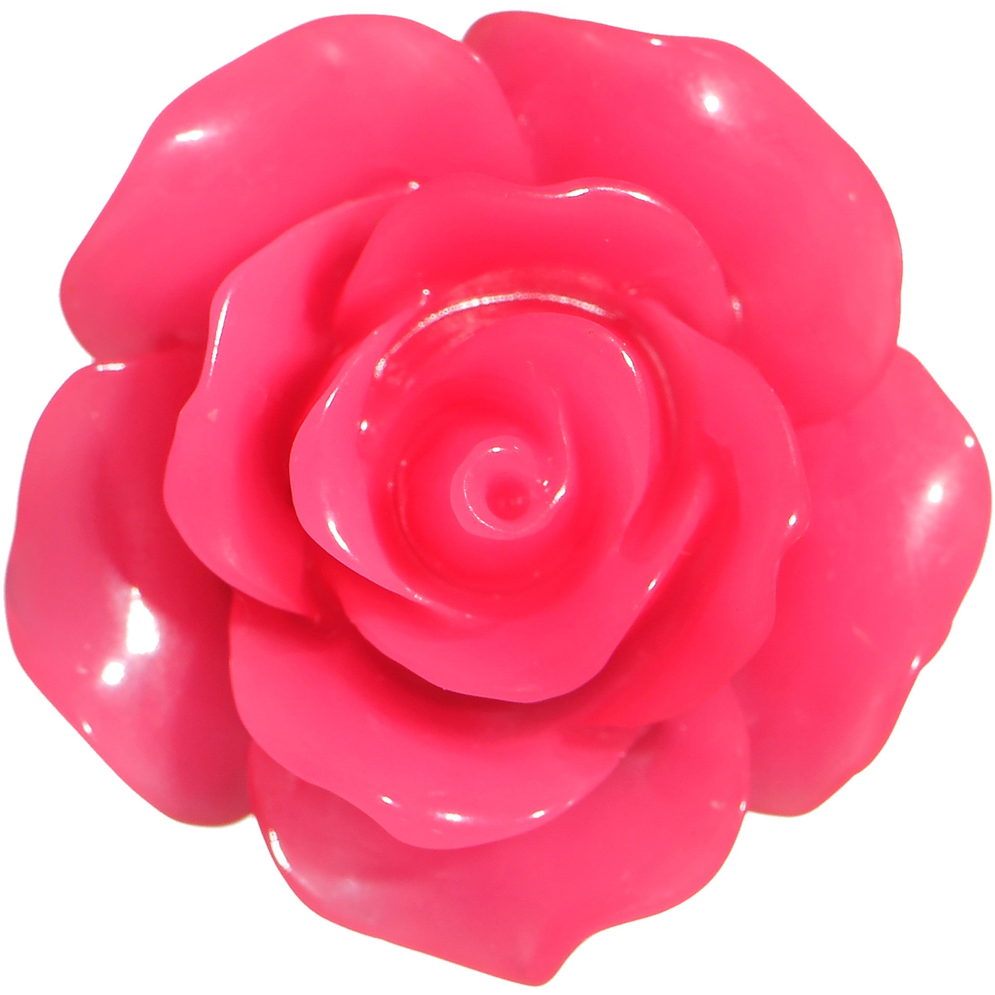 BodyCandy 00G Acrylic Black Neon Pink Rose Flower Saddle Plug Set — side view