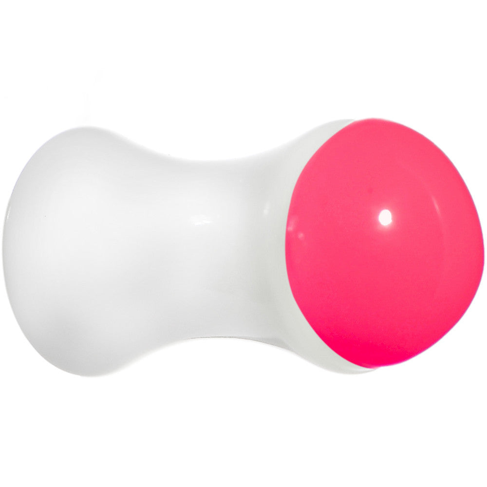 BodyCandy 4G White Neon Pink Acrylic Saddle Plug — main product shot
