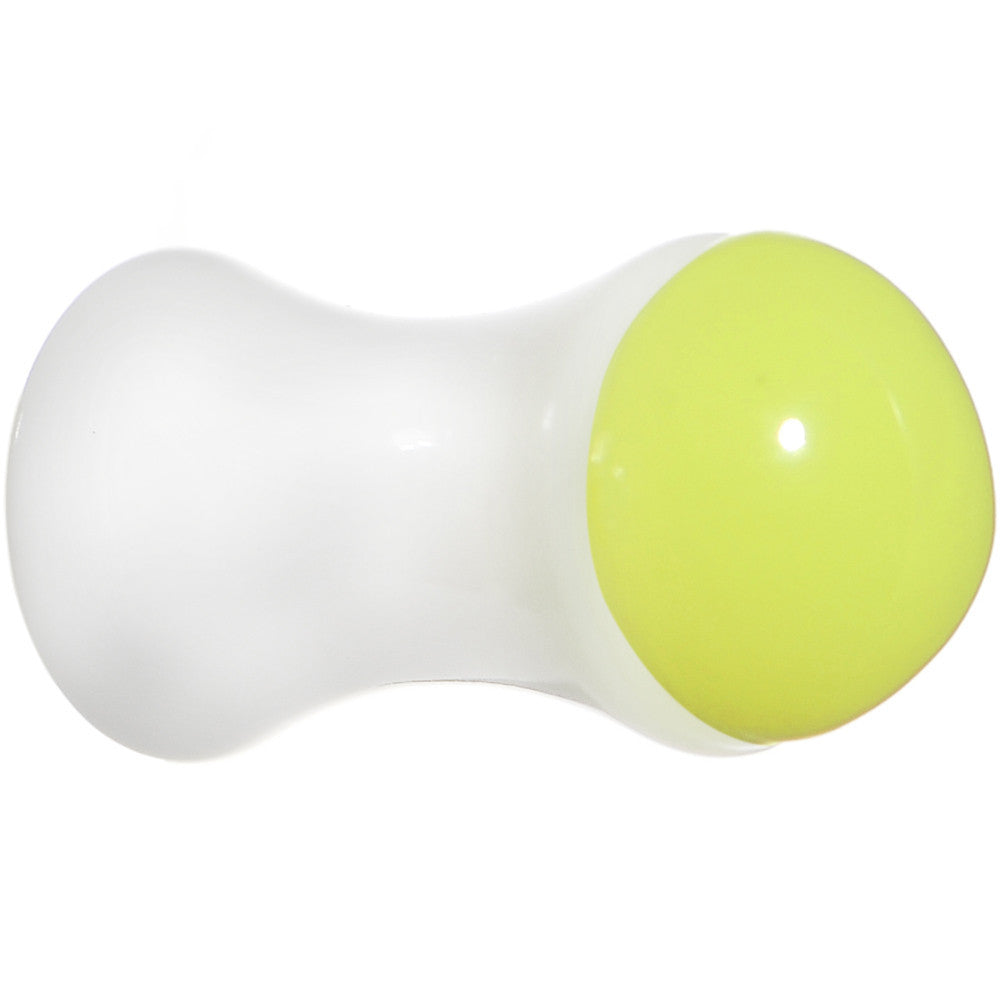 BodyCandy 4G White Neon Yellow Acrylic Saddle Plug — main product shot
